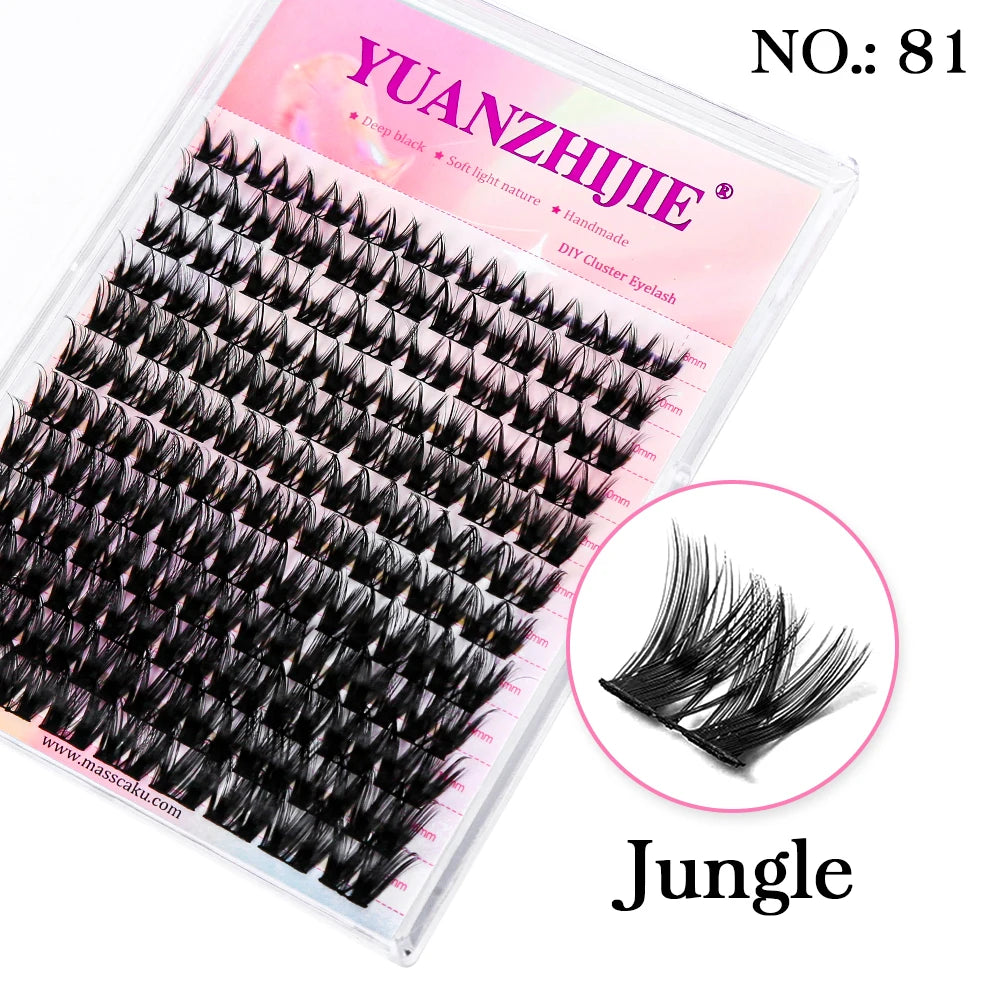 High Quality YUANZHIJIE Lightweight Heat Bonded Segmented Lashes 8-16mm Mix Size 3D Effect Long-lasting Clusters Eyelash Trays