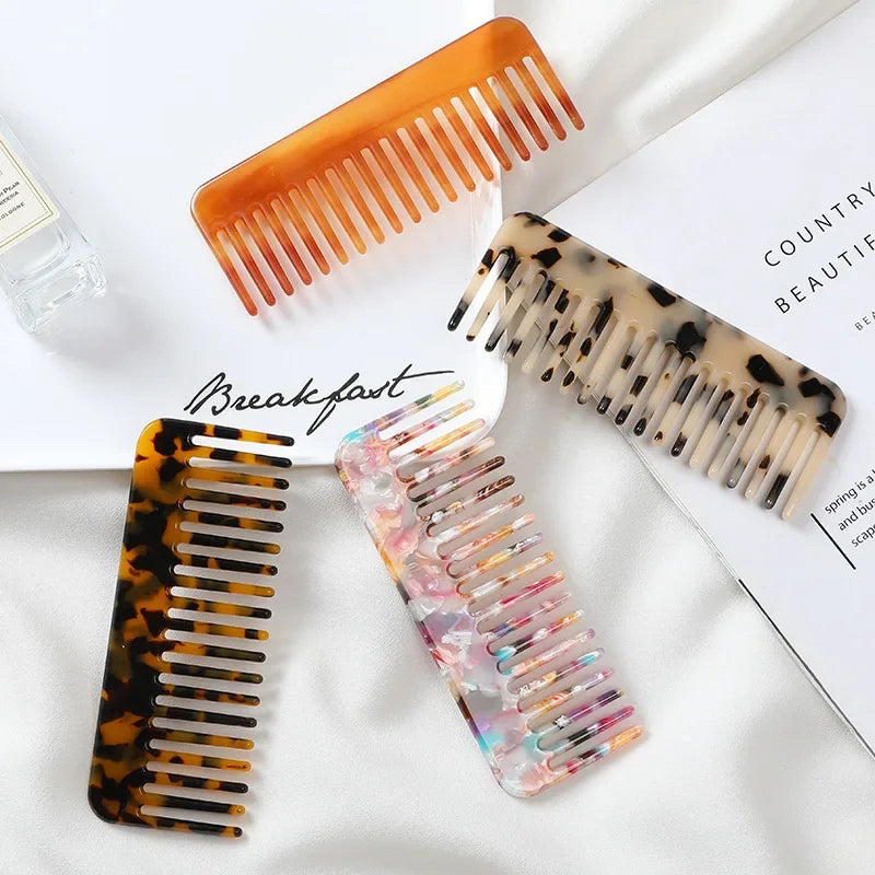 Acetate Hair Combs Wide Large Tooth Pocket Hair Comb Anti-static Hairdressing Tools Massage Hairbrush Colorful Hair Styling Tool