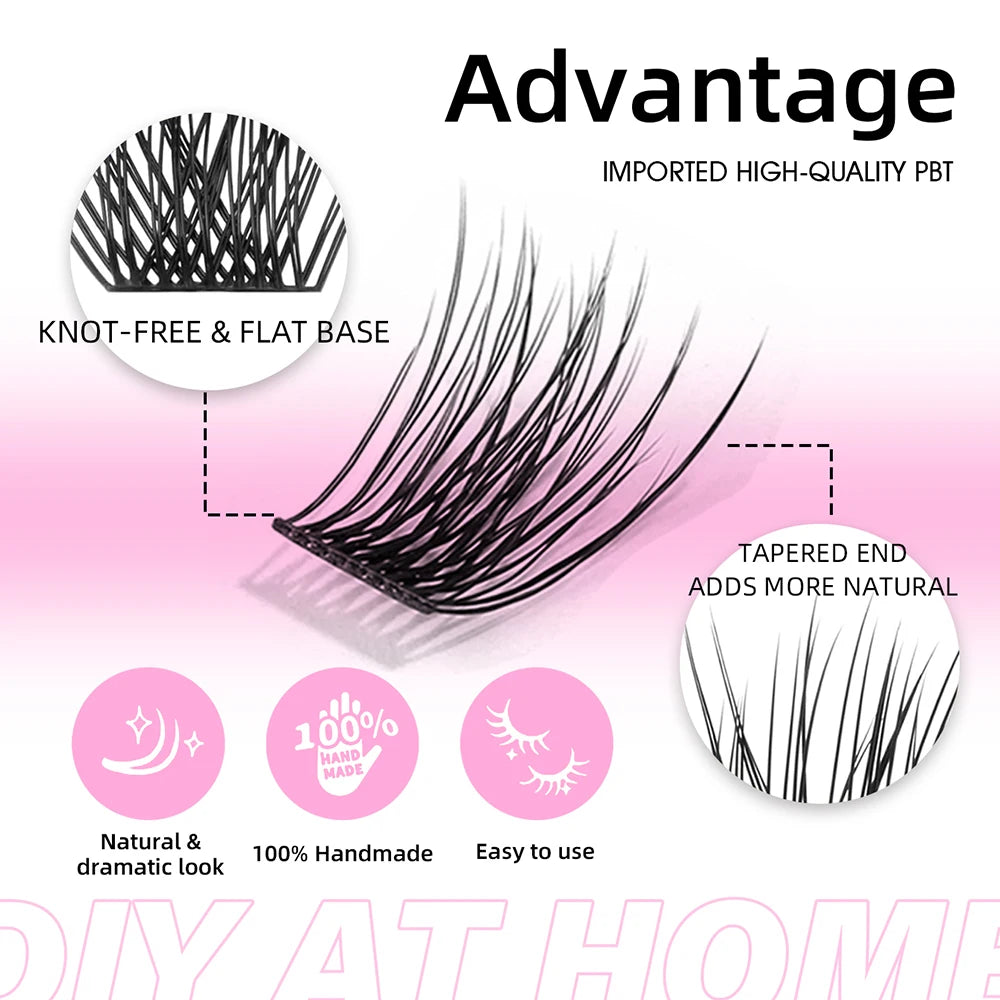 High Quality YUANZHIJIE Lightweight Heat Bonded Segmented Lashes 8-16mm Mix Size 3D Effect Long-lasting Clusters Eyelash Trays