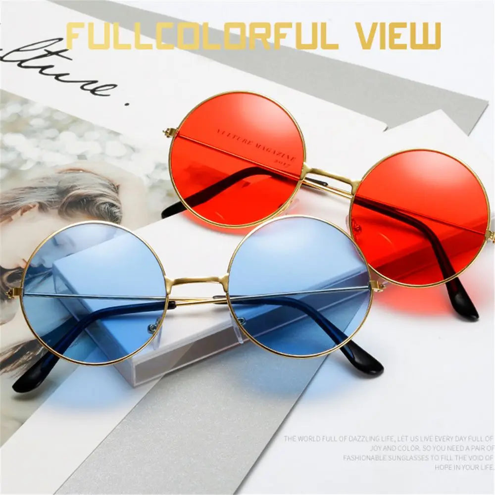 2022 Fashion Retro Round Hippie Sunglasses Circle Metal Sunglasses for Women Men Disco Party Glasses