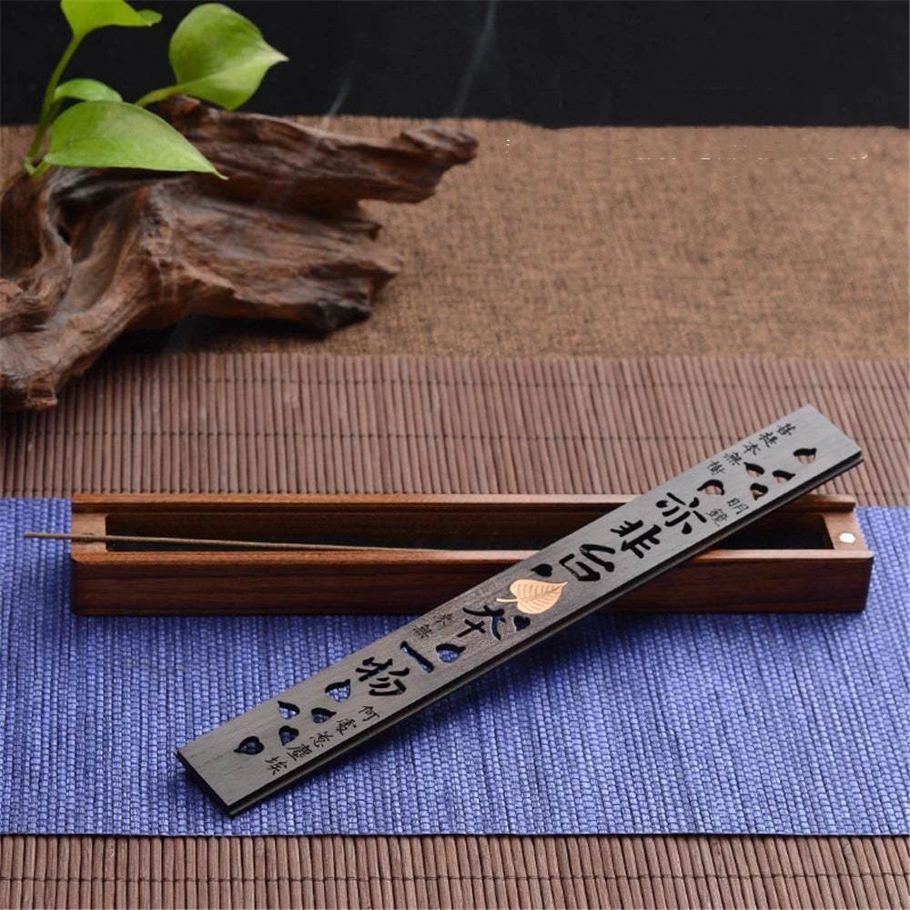 Joss Stick Box The Prajna Paramita Sutra Recumbent Incense Burner Line Incense Censer Vintage Sandalwood Scripture Ebony Wood