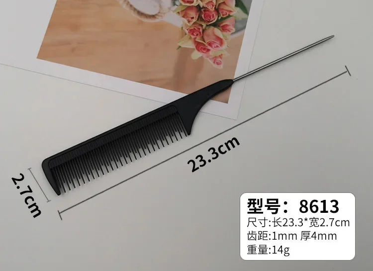 Professional Hair Tail Combs Stainless Steel Salon Cut Styling Comb Spiked Hair Care Styling Tools Barber Accessories Fine Teeth