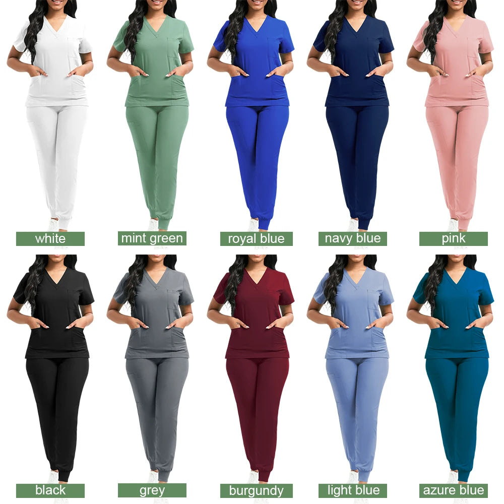 Cleaning Uniform for Women Nursing Scrub Top Pants Medical Suit Pediatric Nanny Work Wear Operating Room Surgical Gown Wholesale