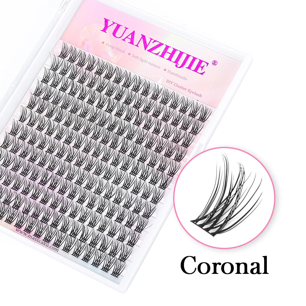 High Quality YUANZHIJIE Lightweight Heat Bonded Segmented Lashes 8-16mm Mix Size 3D Effect Long-lasting Clusters Eyelash Trays