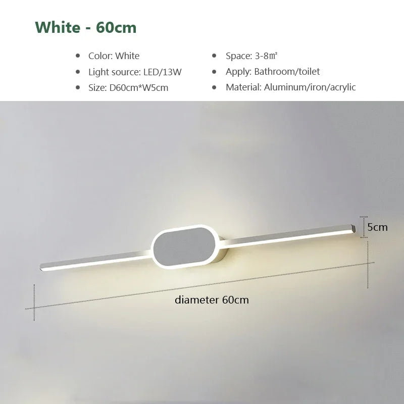 Modern Bathroom Wall Lamp Black White Aluminum LED Strip Bathroom Mirror Lamp Bathroom Bath Lamp Mirror LED Light Make Up Light