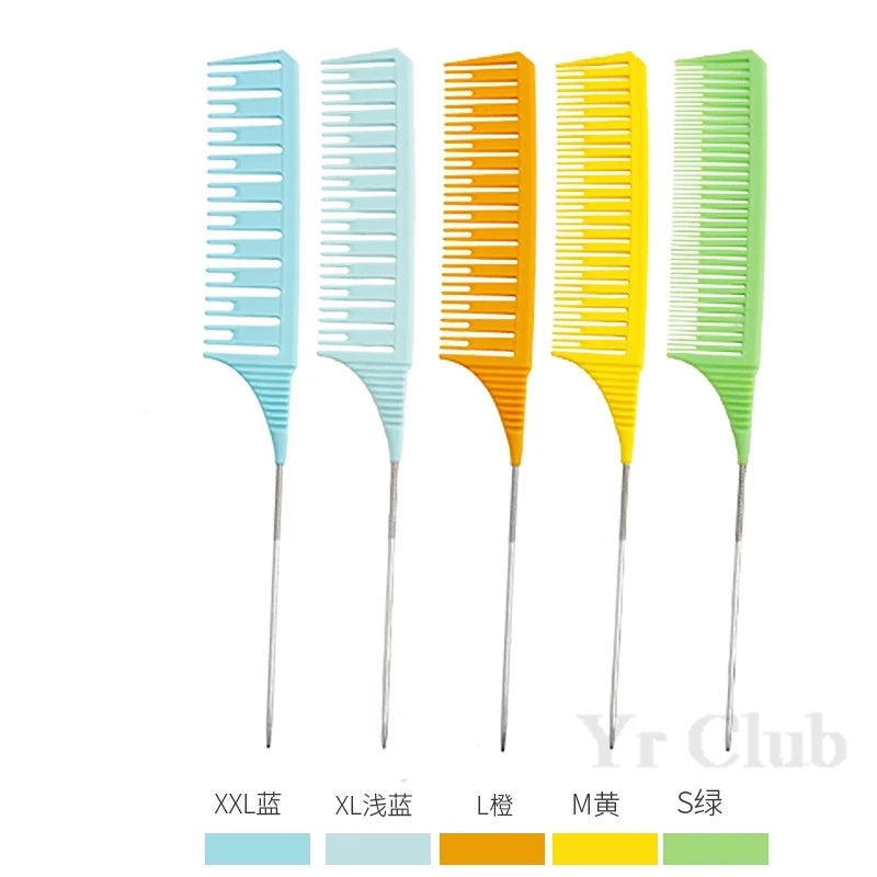 5Pcs/Set Hairbrush Highlight Dyeing Comb Hairstylist Dye  Hair Pointed Combs Hair Salon Hairdressing Brush Styling Tools Y0606