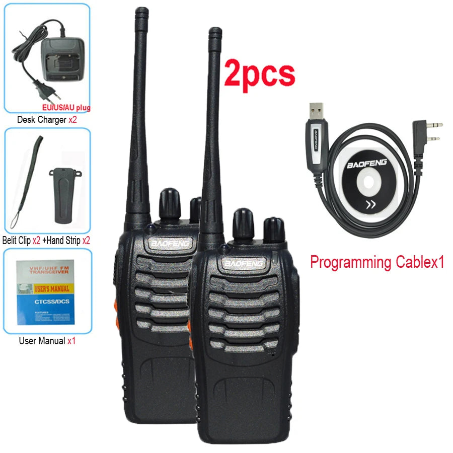 2Pcs/lot Baofeng BF-888S Walkie Talkie Frequency Long Range Portable UHF Ham Two Way Radio Receiver Transmitter Transceiver