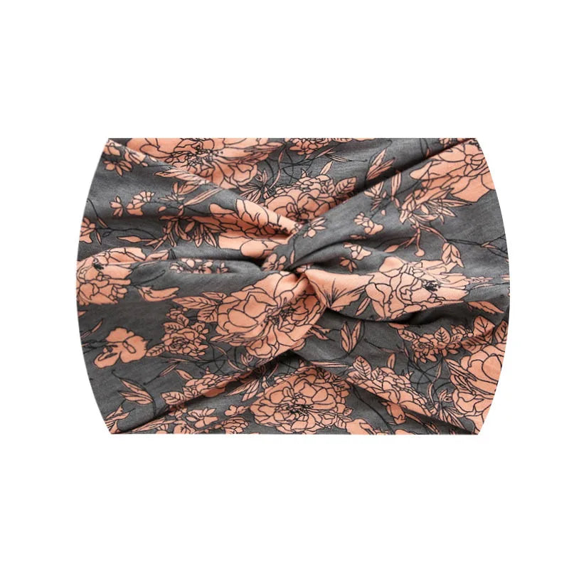 Boho Printed Wide Knotted Elastic Head Band Women Sports Soft Yoga Turban Bandana Head Wraps Bandeau Femme Pour Cheveux