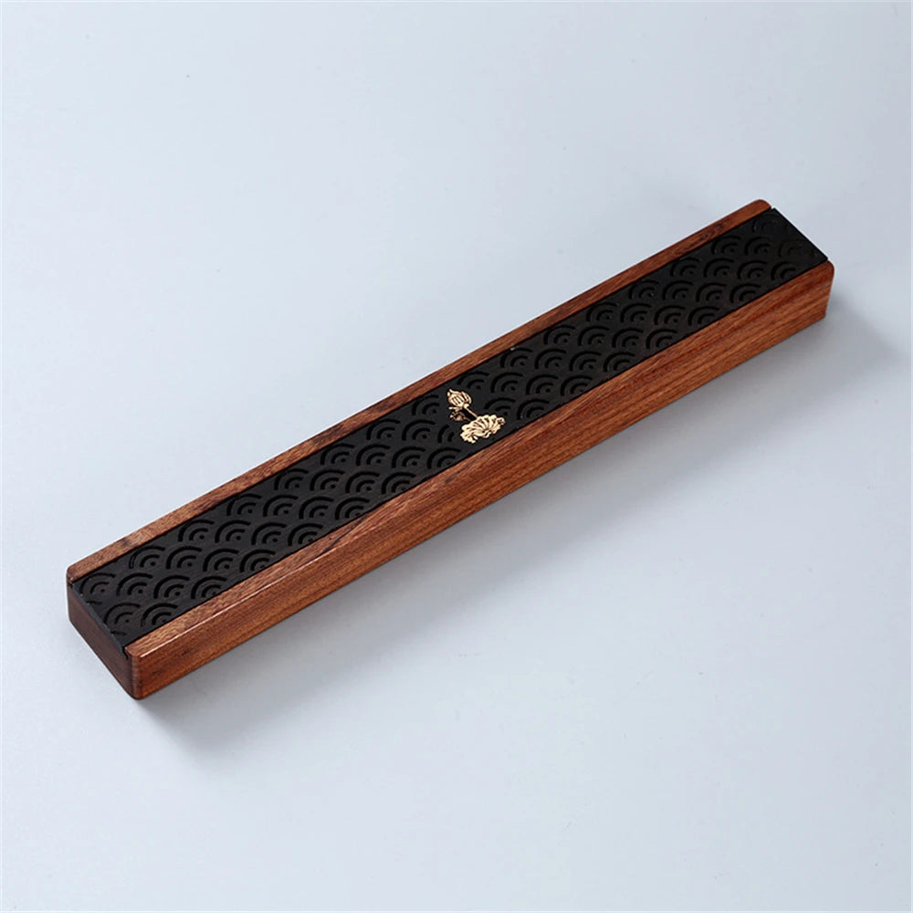 Joss Stick Box The Prajna Paramita Sutra Recumbent Incense Burner Line Incense Censer Vintage Sandalwood Scripture Ebony Wood