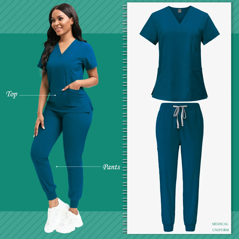 New Nurse Uniform for Women Nursing Solid Surgical Gown High-quality Doctor Scrub Sets Unisex Hospital Work Wear Wholesale Price