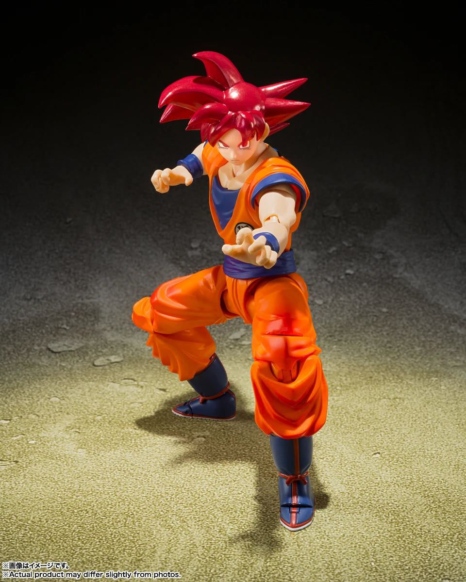 Original Dragon Ball Z S.H.Figuarts SUPER SAIYAN GOD SON GOKU Anime Toys GOD OF VIRUTE PVC SHF Action Figure Collector Doll 16CM