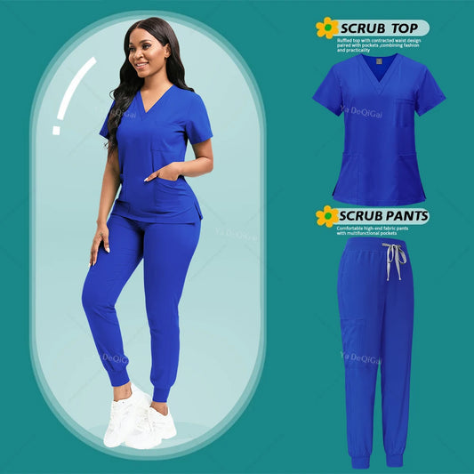 Newest Nursing White Doctor Nurse Uniforms Women Men Scrubs Set Medical Clothing Beauty Salon Workwear