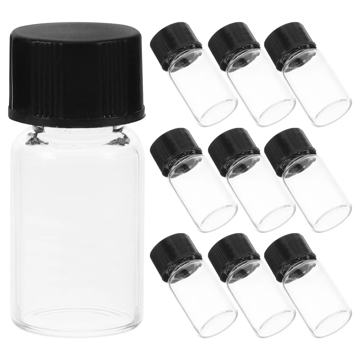 10pcs Clear Glass Vials Small Glass Vials Liquid Sample Glass Vials Leak-Proof Glass Vials with Screw Caps Bottles for Art Craft