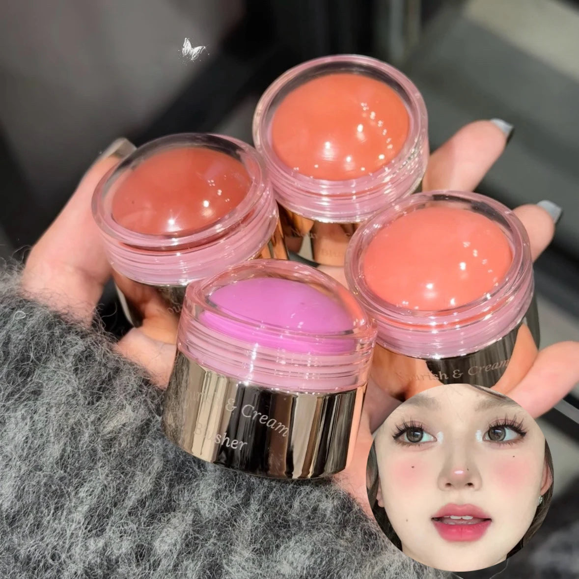 Creamy Purple Blush Stick Soft Face Blusher Cream Korean Make Up Peach Pink Cheek Tint Brightening Contouring Shadow Cosmetics