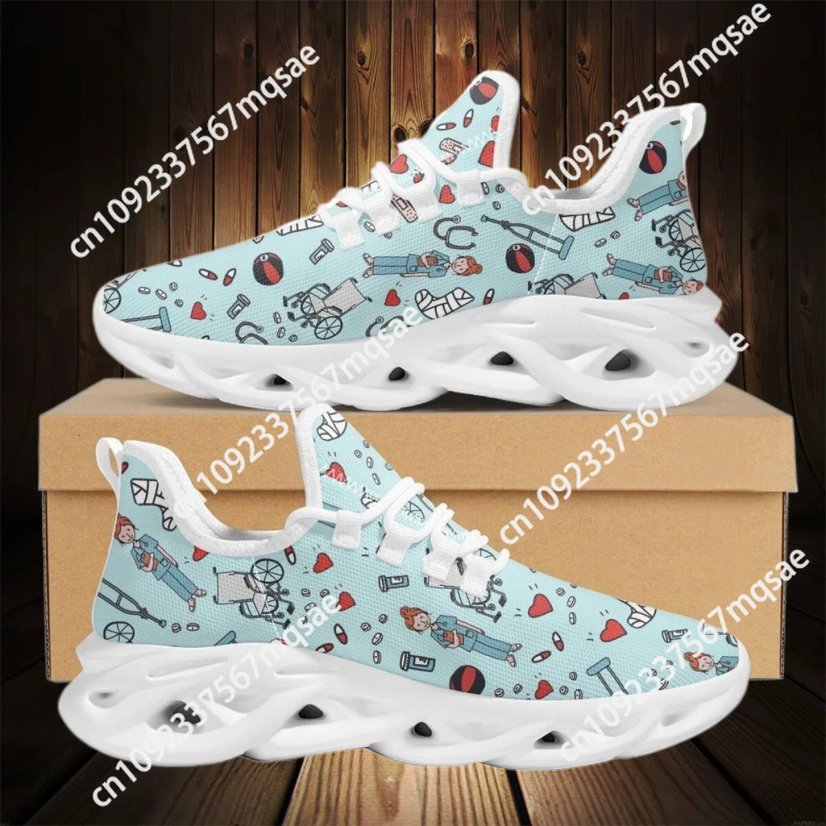 Custom 2023 Lace-up Sneakers Nurse Surgical Shoes Casual Flat Shoes Hospital Working Outdoor Non-Slip Walking Shoes Tennis