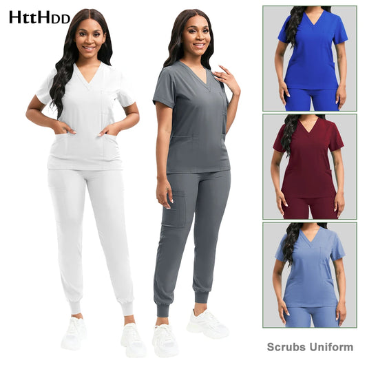 Cleaning Uniform for Women Nursing Scrub Top Pants Medical Suit Pediatric Nanny Work Wear Operating Room Surgical Gown Wholesale