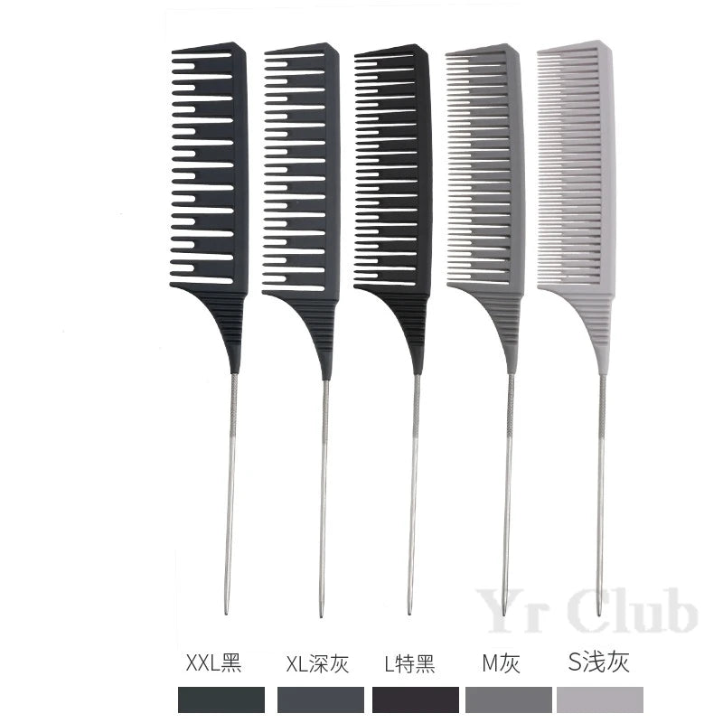 5Pcs/Set Hairbrush Highlight Dyeing Comb Hairstylist Dye  Hair Pointed Combs Hair Salon Hairdressing Brush Styling Tools Y0606