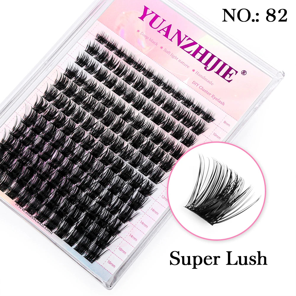 High Quality YUANZHIJIE Lightweight Heat Bonded Segmented Lashes 8-16mm Mix Size 3D Effect Long-lasting Clusters Eyelash Trays