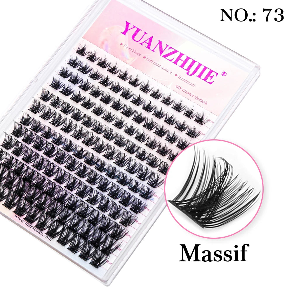 High Quality YUANZHIJIE Lightweight Heat Bonded Segmented Lashes 8-16mm Mix Size 3D Effect Long-lasting Clusters Eyelash Trays