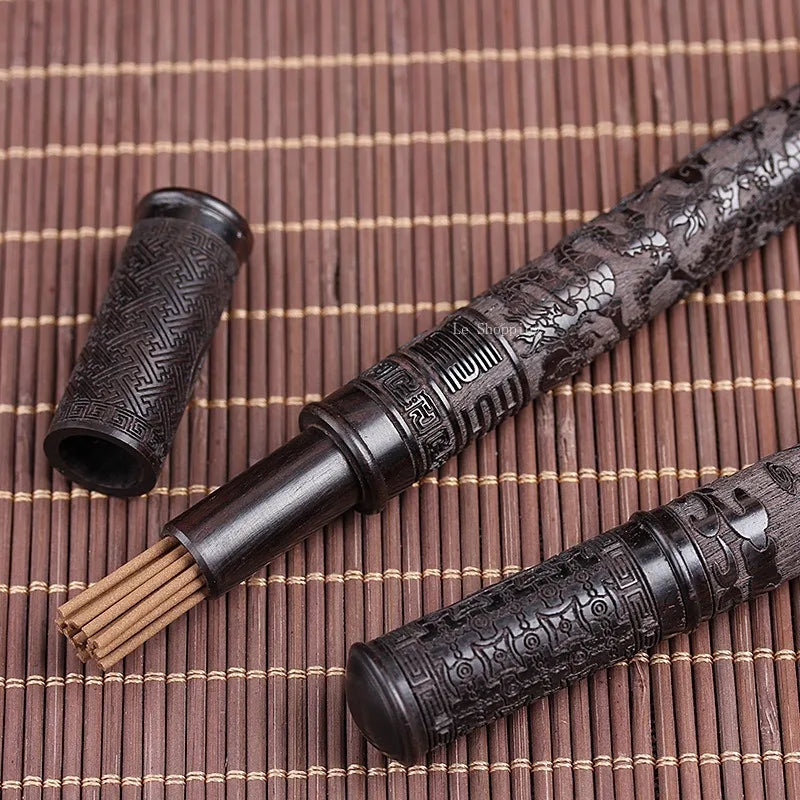 Black Sandalwood Incense Canister Relievo Unplug Mouth Style Agarwood/sandalwood Joss Stick Tube Domestic Incense Appliances