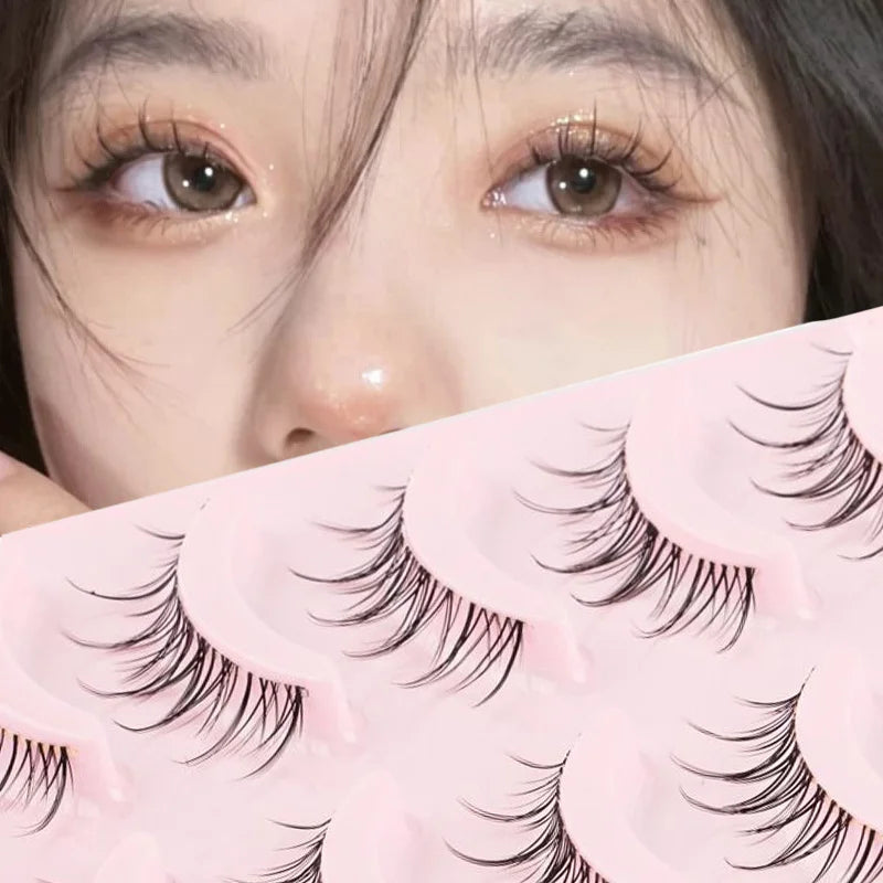 Manga Lashes 5 Pairs Anime Cosplay Faux Mink Lashes Korean Natural short Full Strip Lashes Clear Band Soft Eyelashes Extension