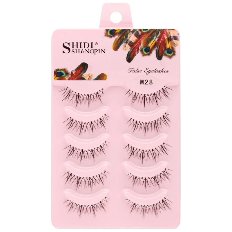 Manga Lashes 5 Pairs Anime Cosplay Faux Mink Lashes Korean Natural short Full Strip Lashes Clear Band Soft Eyelashes Extension