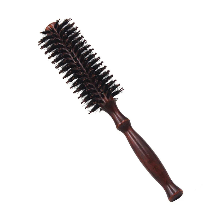 3 Sizes Anti Static Wood Boar Bristle Hair Round Brush Hairdresser Styling Tools Teasing Brush for Hair Curly Comb Hair Brush