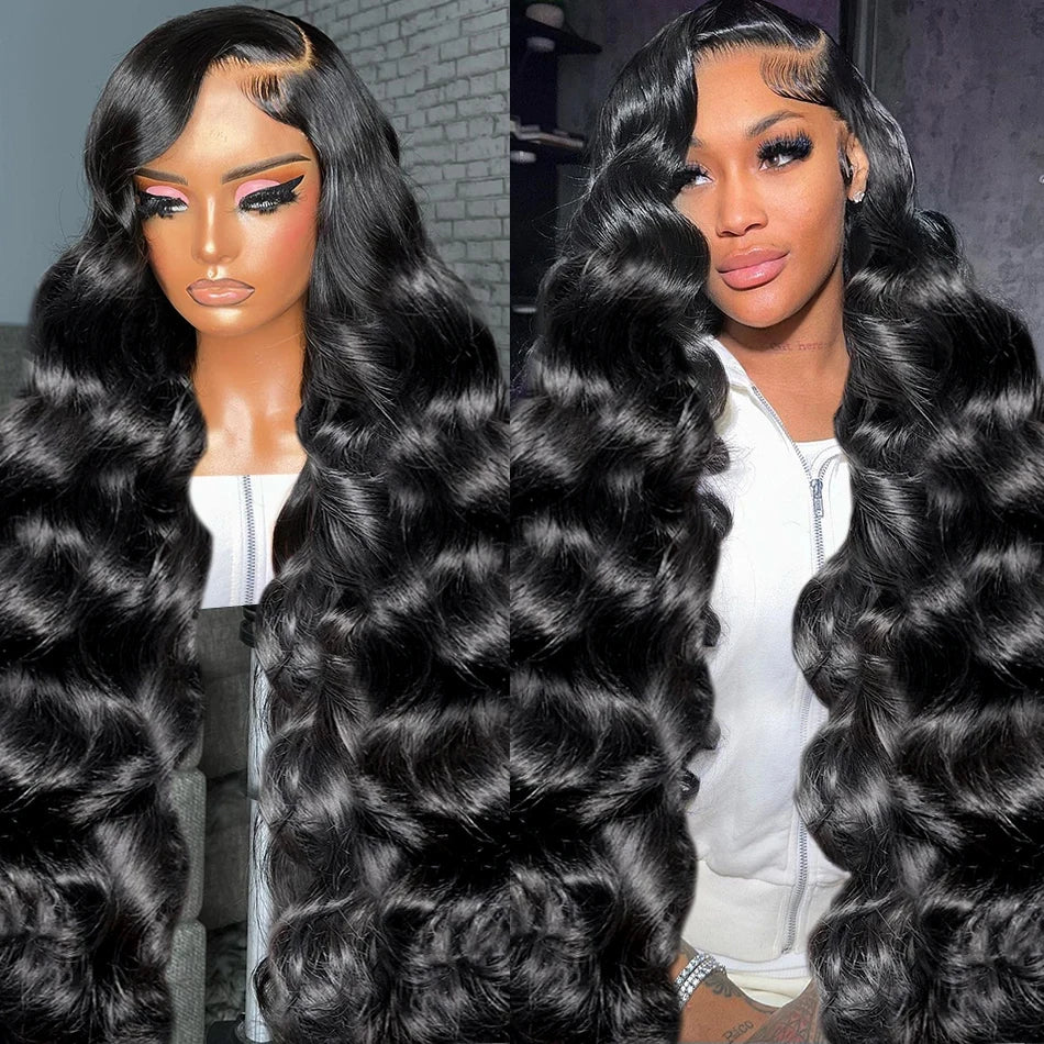 13x4 Body Wave Lace Frontal Human Hair Wig Brazilian 200% Density 26 30 Inch Transparent Lace Front Human Hair Wigs Black Women