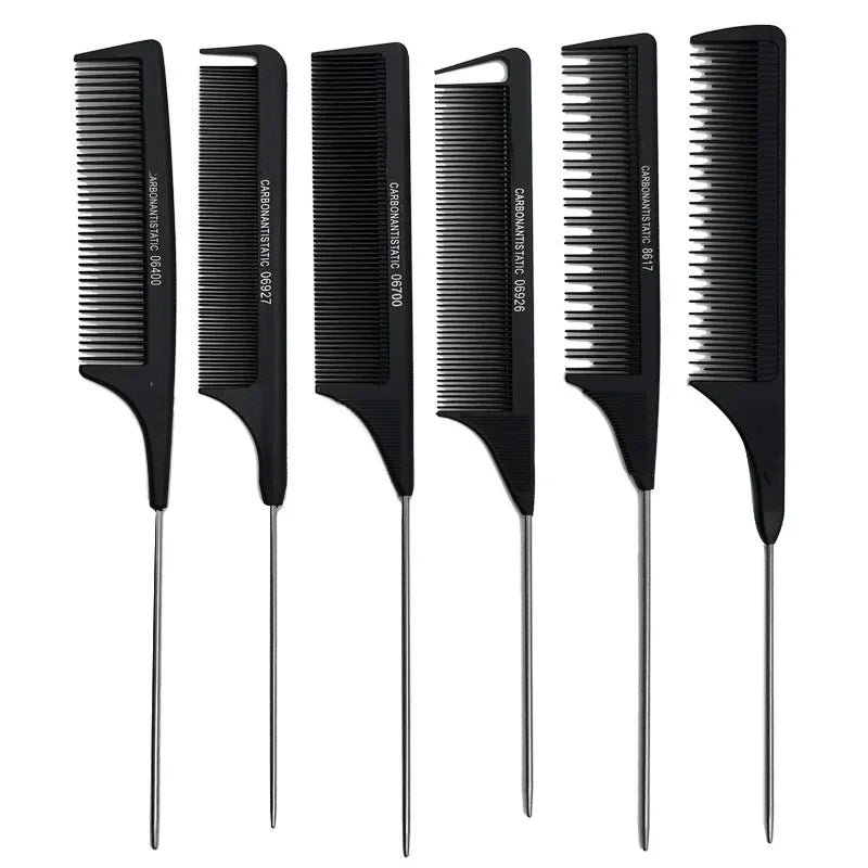 Professional Hair Tail Combs Stainless Steel Salon Cut Styling Comb Spiked Hair Care Styling Tools Barber Accessories Fine Teeth