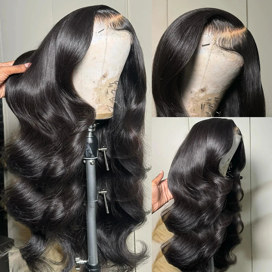 13x4 Body Wave Lace Frontal Human Hair Wig Brazilian 200% Density 26 30 Inch Transparent Lace Front Human Hair Wigs Black Women