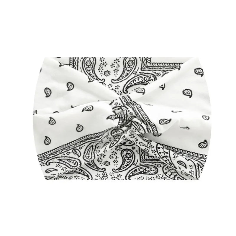 Boho Printed Wide Knotted Elastic Head Band Women Sports Soft Yoga Turban Bandana Head Wraps Bandeau Femme Pour Cheveux