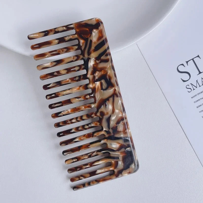 Wide Large Tooth Pocket Hair Comb Acetate Tortoise Shell Anti-static Handmade Marble Leopard Print Hairdressing Combs