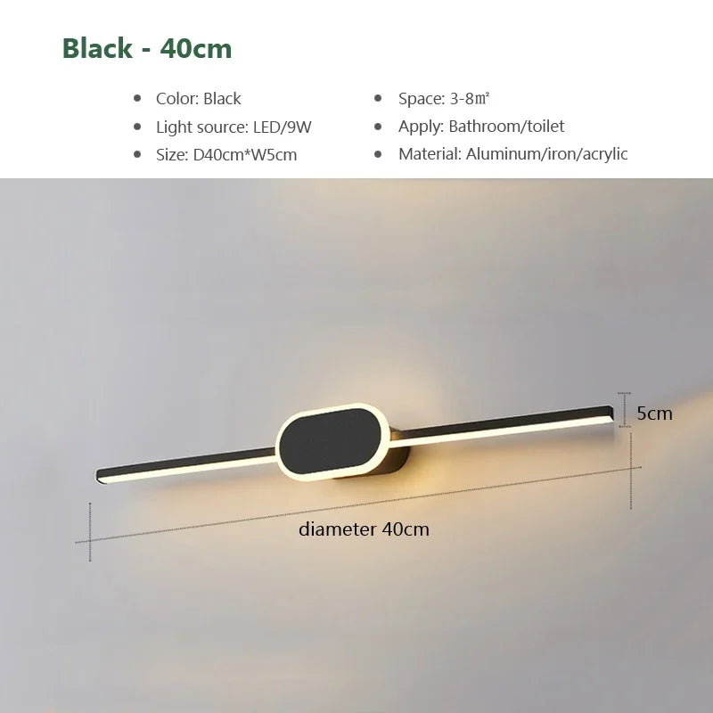 Modern Bathroom Wall Lamp Black White Aluminum LED Strip Bathroom Mirror Lamp Bathroom Bath Lamp Mirror LED Light Make Up Light