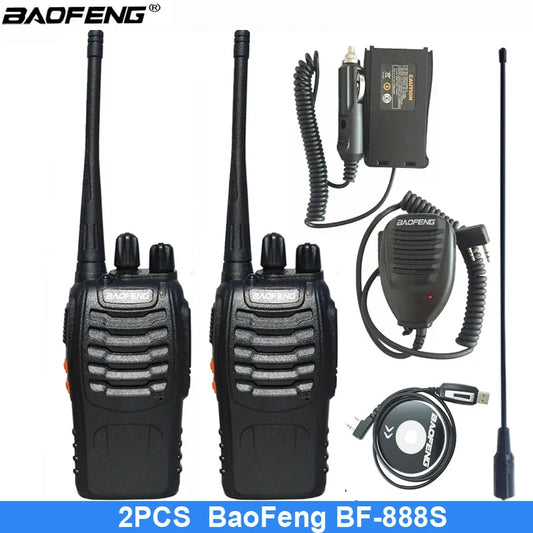 2Pcs/lot Baofeng BF-888S Walkie Talkie Frequency Long Range Portable UHF Ham Two Way Radio Receiver Transmitter Transceiver