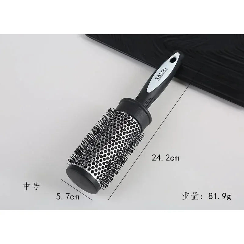 Hair Styling Hair Brush Nylon Comb Cylinder Curly Hair Rolling Comb Thermal Aluminum Tube Round Barrel Comb Curly Tool