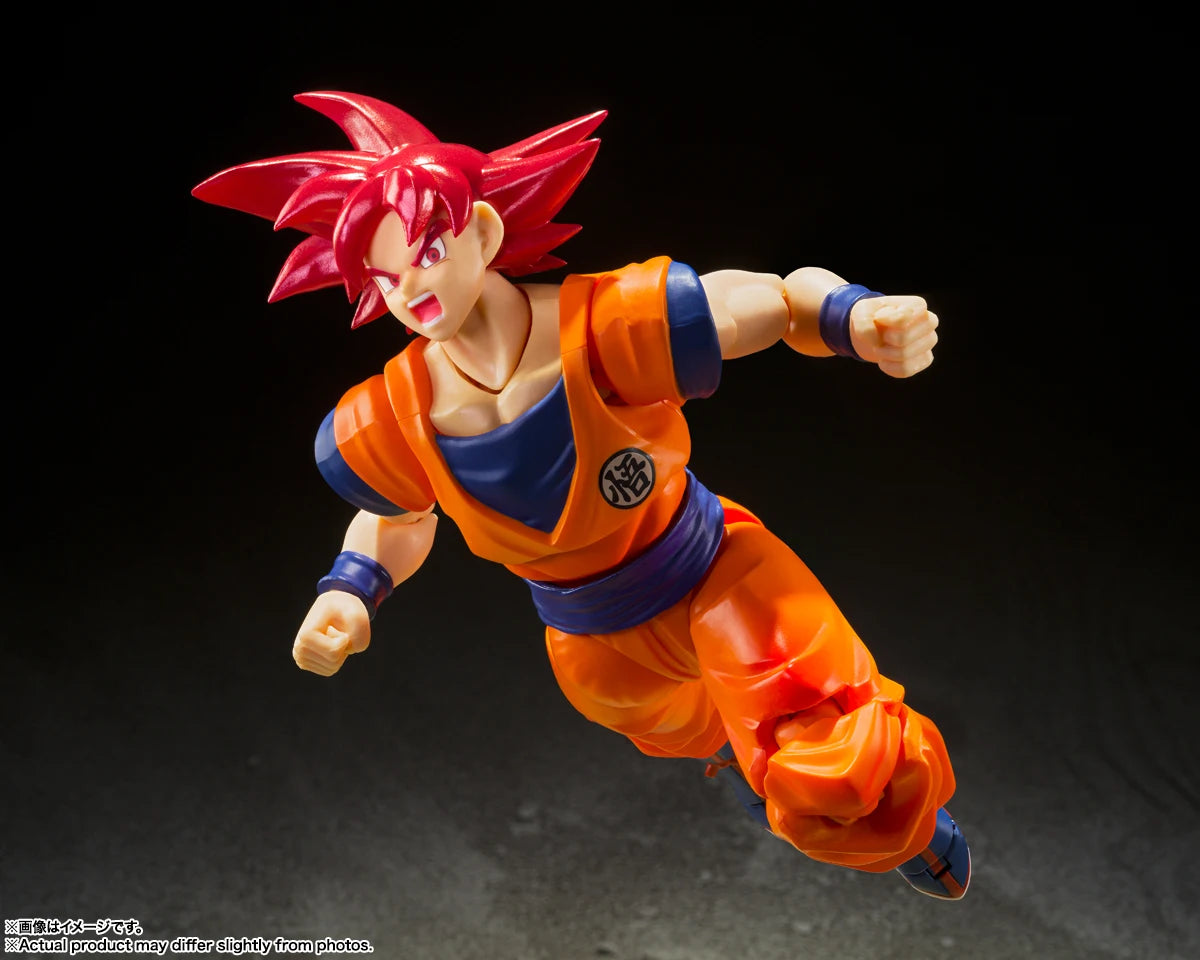 Original Dragon Ball Z S.H.Figuarts SUPER SAIYAN GOD SON GOKU Anime Toys GOD OF VIRUTE PVC SHF Action Figure Collector Doll 16CM