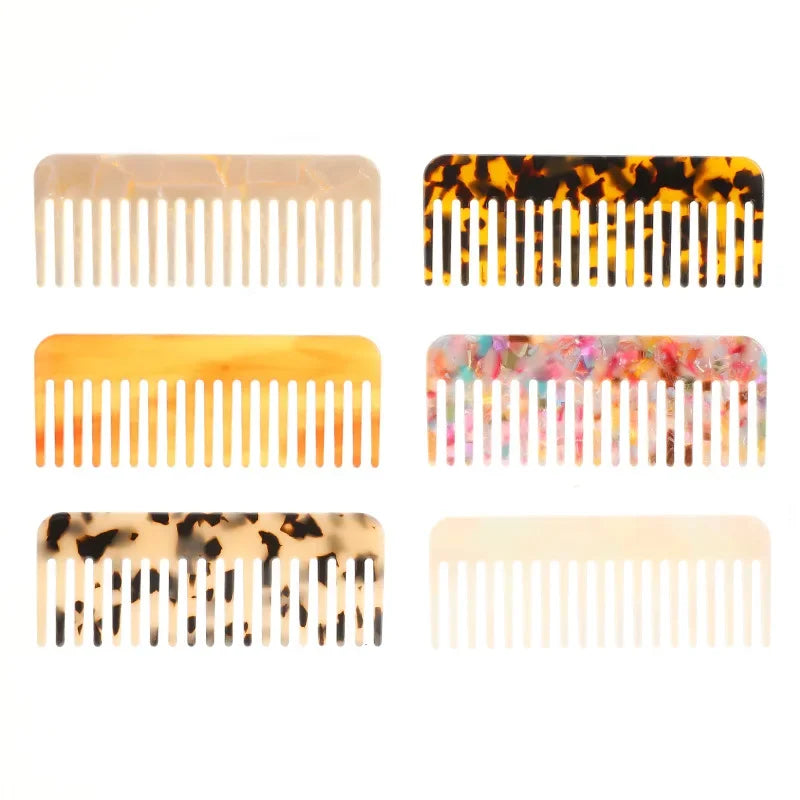 Acetate Hair Combs Wide Large Tooth Pocket Hair Comb Anti-static Hairdressing Tools Massage Hairbrush Colorful Hair Styling Tool