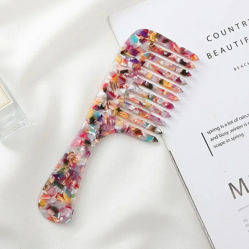 Hair Comb Wide Teeth Acetate Hairdressing Comb Anti-static Massage Hairbrush Colorful Hair Styling Tools Leopard Anti Static