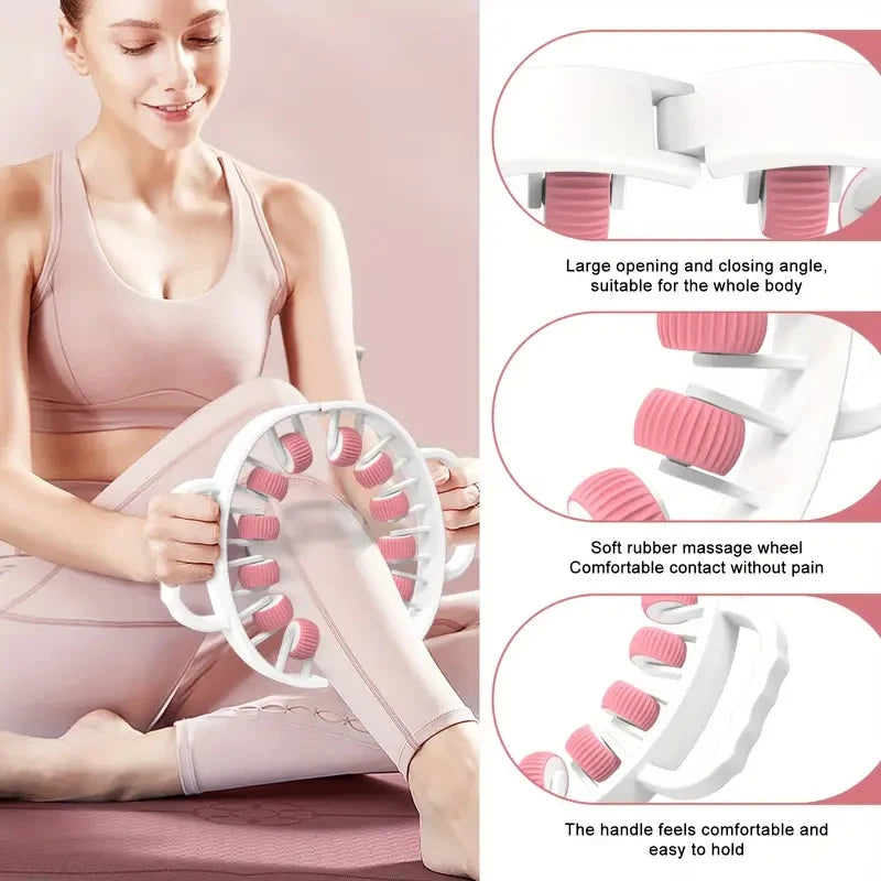 12-Wheel 360° Muscle Roller, Leg Massager for Calves, Legs, Arms, Tennis & Golfer's Elbow - Trigger Point Release, Fat Burner