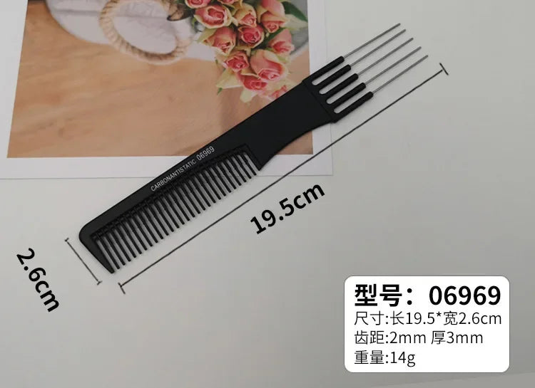 Professional Hair Tail Combs Stainless Steel Salon Cut Styling Comb Spiked Hair Care Styling Tools Barber Accessories Fine Teeth