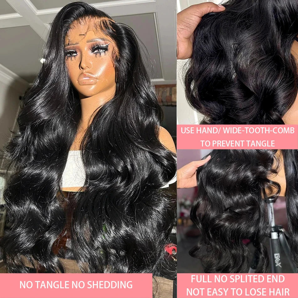 13x4 Body Wave Lace Frontal Human Hair Wig Brazilian 200% Density 26 30 Inch Transparent Lace Front Human Hair Wigs Black Women