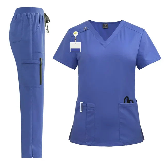 Uniforme d'Allaitement à Manches Courtes et Col en V pour Femme, Ensemble de Vêtements de Travail Médicaux Multicolores