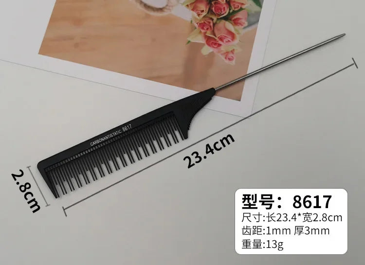 Professional Hair Tail Combs Stainless Steel Salon Cut Styling Comb Spiked Hair Care Styling Tools Barber Accessories Fine Teeth