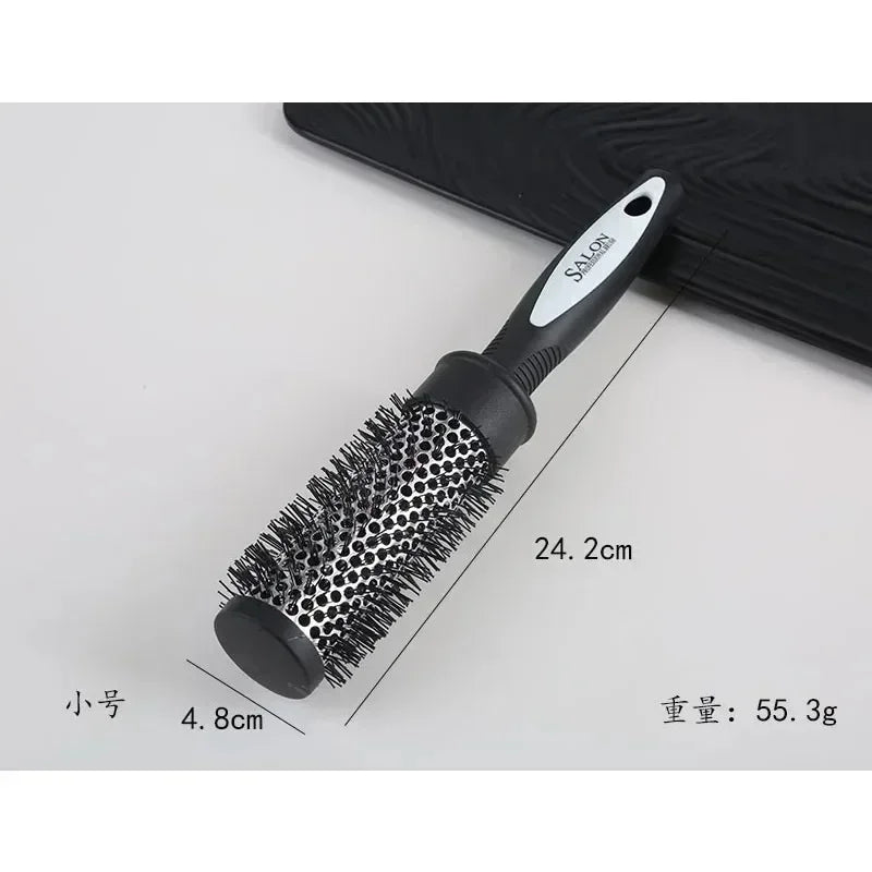 Hair Styling Hair Brush Nylon Comb Cylinder Curly Hair Rolling Comb Thermal Aluminum Tube Round Barrel Comb Curly Tool