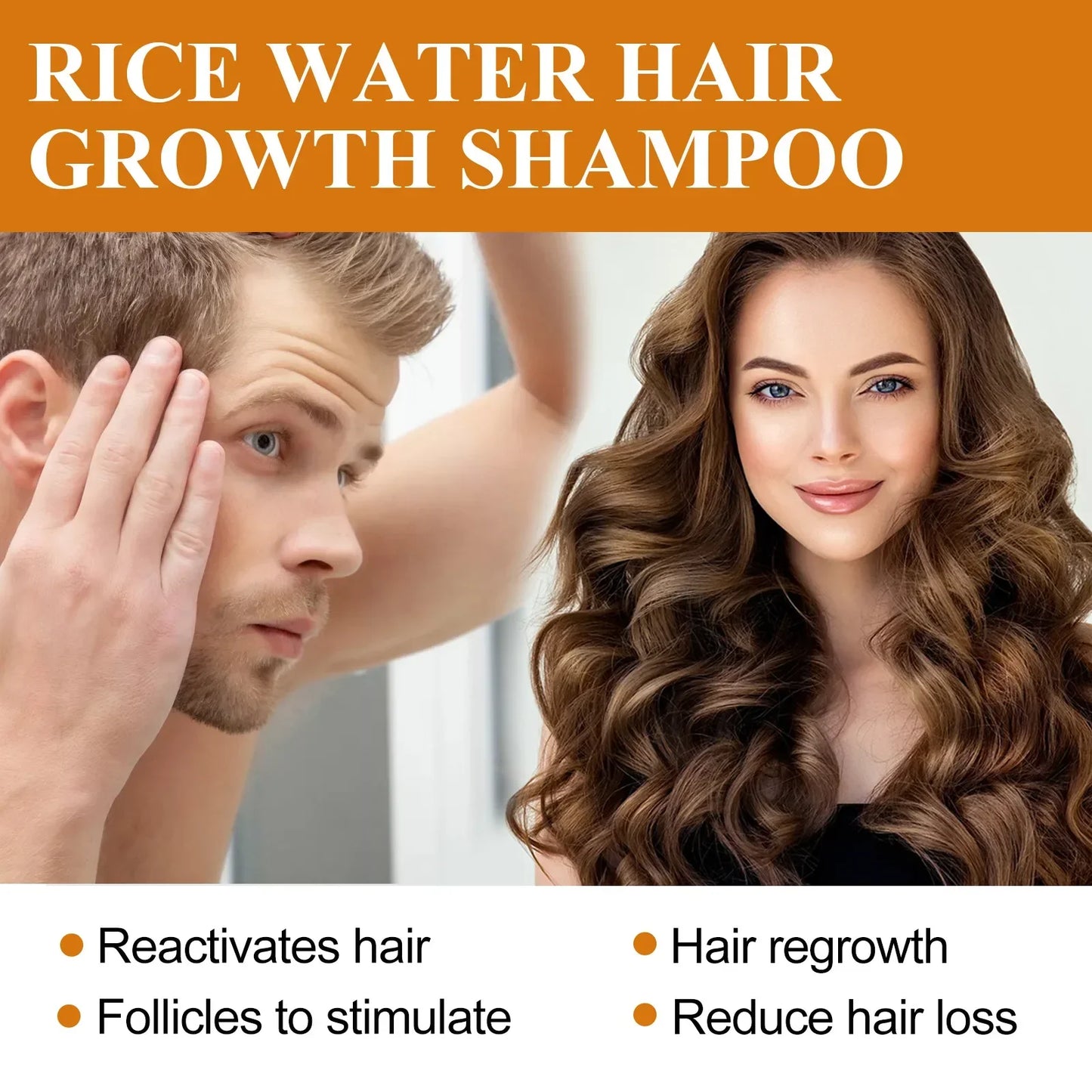 Rice Water Hair Growth Shampoo Deep Clean Anti Hair Loss Moisturize Hair Root Champoing Pour Cheveux Shampooings Anti Balding