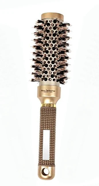 Salon Hairdressing Comb Durable Ceramic Iron Aluminium Tube Round Comb Gold Hairdressing Brush Barber Styling Tools