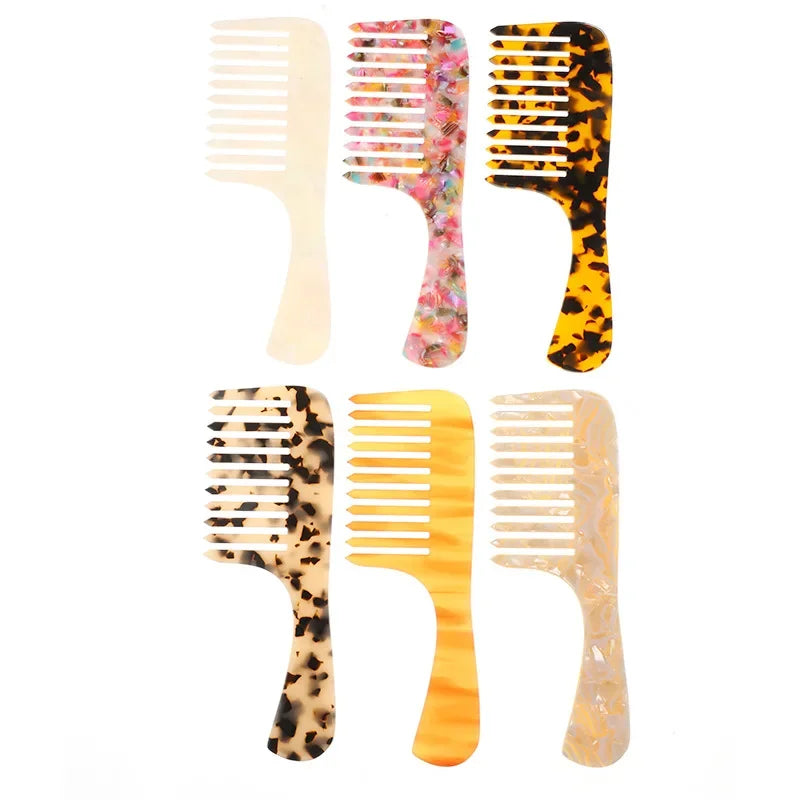 Hair Comb Wide Teeth Acetate Hairdressing Comb Anti-static Massage Hairbrush Colorful Hair Styling Tools Leopard Anti Static