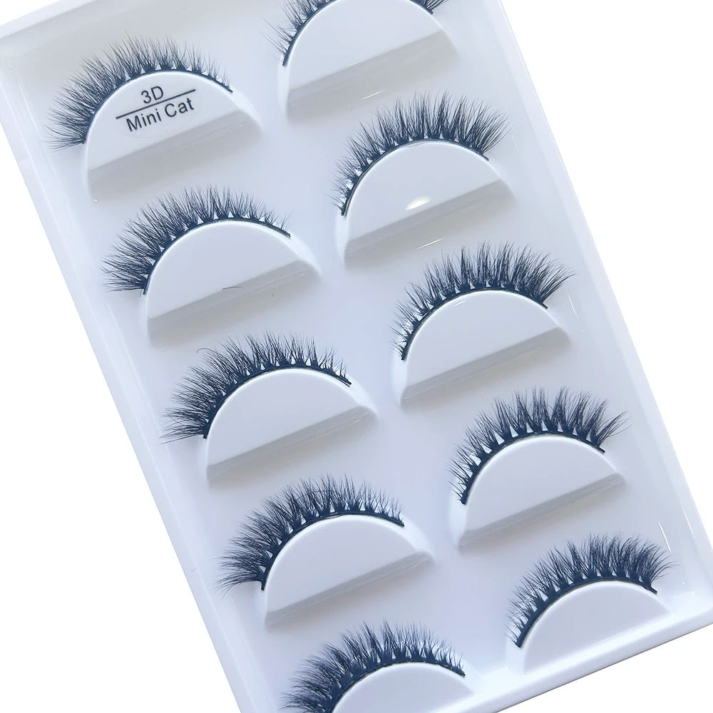 5 Pairs 3D Natural False Eyelashes Makeup Mink Eyelash Fake Eye Lashes Faux Cils Make Up Beauty Maquillaje Tools H13 Mini Cat