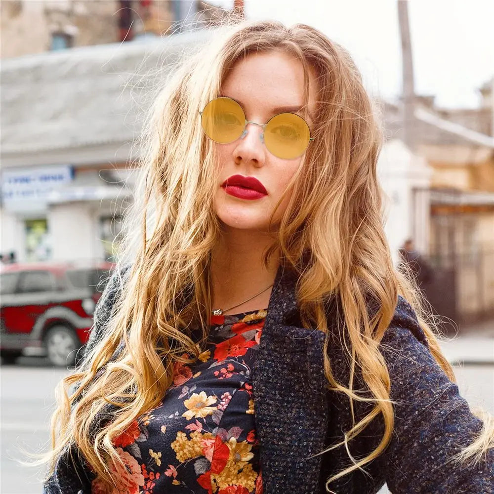 2022 Fashion Retro Round Hippie Sunglasses Circle Metal Sunglasses for Women Men Disco Party Glasses