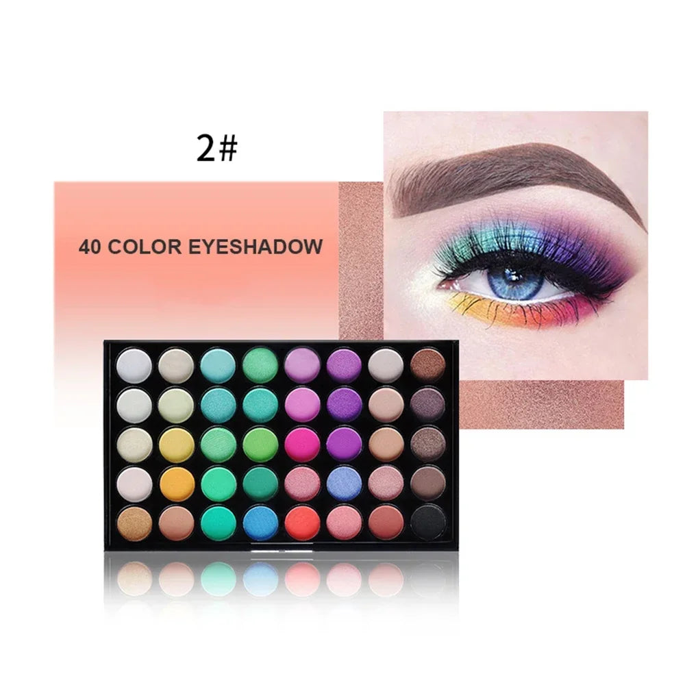 40 Colors Eyeshadow Palette Matte Glitter Pearlescent Powder Shimmer Shine Nude Eye Pigments Make Up Palette Set Cosmetics